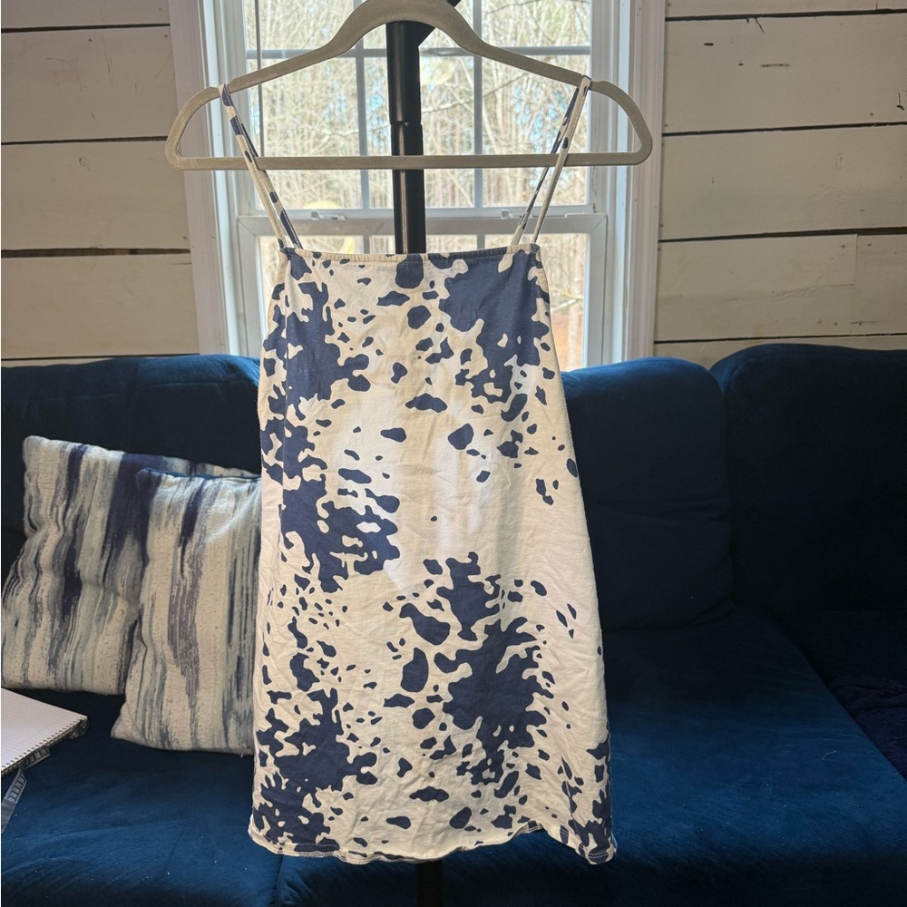 Blue and White Spaghetti Strap Dress